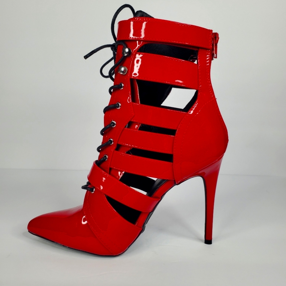 Liquid Red Strappy Space Stiletto Heels